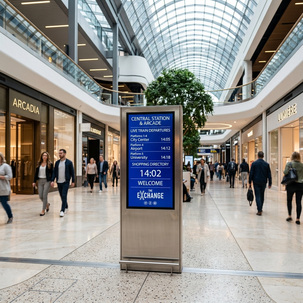 Premium digital signage totem in a mall
